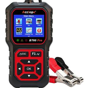 Acclope BT60 Pro Tester Digitale per Batterie Auto, CCA 100-3000, Analizzatore 6V 12V 24V, Sistema di Diagnostica Alternatore per Auto, Moto, Camion, Compatibile con AGM, Litio, Gel