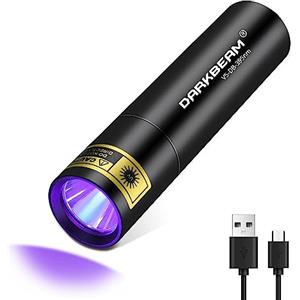DARKBEAM Torcia UV Ricaricabile Luce 395nm, Lampada di Wood Luce uv LED Mini Portatile USB - Flashlight Ultravioletta per resina epossidica, urina, quadri, ambra, rilevamento perdite AC
