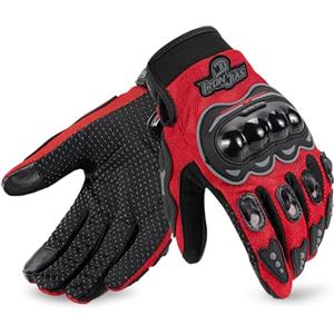 IRON JIA'S IRON JIA'S Guanti Moto Uomo Estivi, Touch Screen Traspiranti, Morbidi e Confortevoli, Protezione dita e Palmo Anticaduta e Resistenti All'usura, Ciclismo Fuoristrada, Alpinismo Rosso-XL