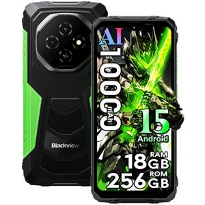 Blackview Fort 1 Rugged Smartphone Android 15, 18GB+256GB/+2TB 11000mAh Telefono Indistruttibile, Fotocamera AI 16MP, 6.56" HD+ 90Hz Cellulari Resistente IP68,5G WIFI/NFC/OTG/GPS/FM/Gemini AI, Verde