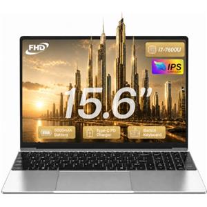 FUNYET 2026 PC Portatile 15.6" Core i7-7600U(fino a 3.9GHz) Gaming Laptop 16GB RAM 1TB SSD Win11 HD Graphics 620 GPU 1920×1080 Notebook con Type-C, WIFI5, BT4.2, USB3.0, HDMI, Tastiera Retroilluminata