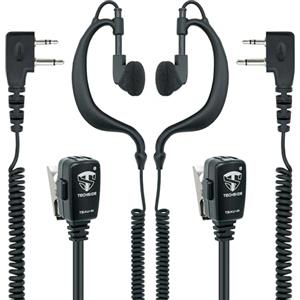 TechSide Microfono Auricolare Avvolgente e Doppio Cavo a Spirale 2 pin Midland | Radio ricetrasmittenti | Compatibile con G7 pro G8 G9 pro M48 M99 XT30 XT50 XT70 | Vigilanza Sicurezza SoftAir (2 Pz)