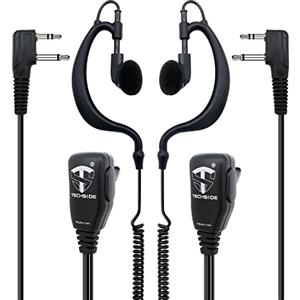 TECHSIDE TSAU-M+ Microfono Auricolare Avvolgente 2 pin Midland | Radio ricetrasmittenti | Compatibile G7 pro G8 G9 pro M24 M24 plus M48 M99 G6 XT G7 XTR ICOM Intek | Vigilanza Sicurezza SoftAir (2 Pz)