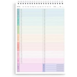 CA CALES Planner Settimanale da Tavolo Verticale Spiralato Senza Date - Planning Settimanale da Tavolo Perpetuo Italiano con Spazi x Obiettivi e Note - Weekly Planner A4, Colori Rilassanti, 50 Settimane