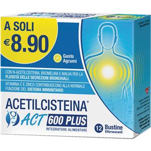 F&F Srl Acetilcisteina 600 Plus Integratore Alimentare, 12 Bustine