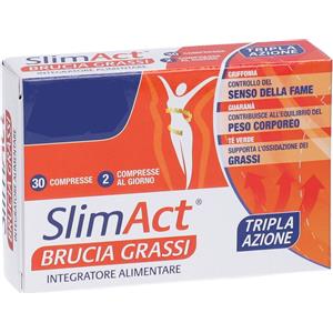 F&F Srl Slim Act Brucia Grassi - Integratore Alimentare con Bromelina, Tè Verde, Guaranà e Griffonia, 30 Compresse