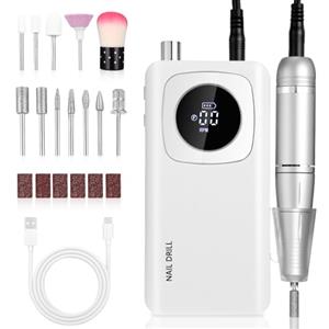 Exyvox Fresa per Unghie Professionale, 45000RPM Lima Elettrica per Unghie, Portatile Trapano per Unghie con Punta in Ceramica Kit Unghie,Salone Manicure Set e Pedicure Elettrico per Semipermanente Gel