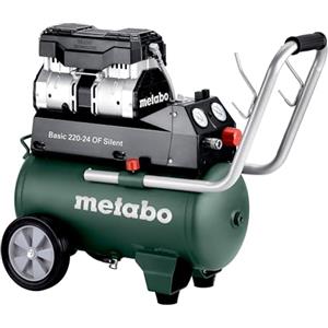 metabo Compressore Basic 220 - 24 OF Silent - Caldaia da 24 l, pressione 8 bar, capacità di riempimento 110 l/min - senza olio, silenzioso compressore da officina mobile per fai da te e professionisti