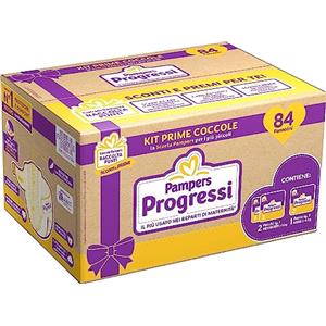 Pampers Progressi Taglia 1 e 2, Primi Giorni, Morbidi e Traspiranti, con Indicatore di Bagnato, Protezione Delicata per Neonati, Kit Prime Coccole, Idea Regalo Neo Mamma, 84 Pannolini Neonato