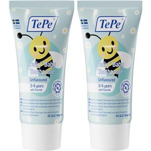 TePe Dentifricio TePe Daily Baby, senza aromi aggiuntivi, 0-6 anni, dentifricio quotidiano delicato al fluoro per bimbi piccoli per aiutare a prevenire la carie, livello di fluoro adeguato all'età