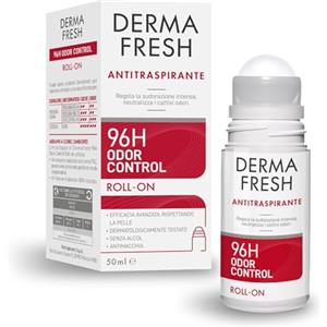 Dermafresh Odor Control Efficace 96H, Deodorante Antitraspirante Roll-On 50 ml, No Alcol, Antimacchia, Delicato sulla Pelle, Contro Sudorazione e Cattivi Odori, Dermatologicamente Testato