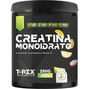T-Rex Integratori Creatina Monoidrata - Integratore alimentare per massa muscolare e boost energetico pre workout (Tropical, 250 g (Confezione da 1))