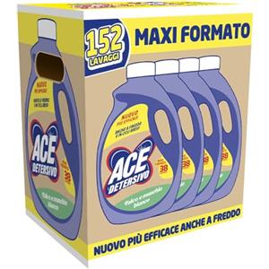 ACE Detersivo Igienizzante Classico - Detersivo Liquido Lavatrice, Rimuove Macchie e Sporco, Igienizza Tessuti, Bucato Pulito e Fresco anche a Freddo, Formula Efficace e Profumo Duraturo, 152 lavaggi