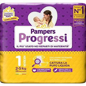 Pampers Progressi Pannolini Newborn, Taglia 1 (2-5 kg), 1 Pacco da 28 Pezzi