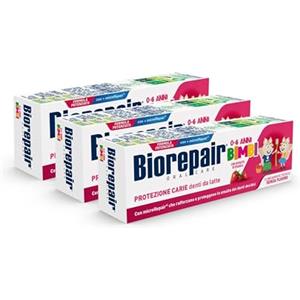 Biorepair Bimbi, Dentifricio Protezione Carie, Bambini 0-6 Anni, Con Estratto di Fragola, Con MicroRepair, Clinicamente Testato, Senza Fluoro e Coloranti, 3x50ml