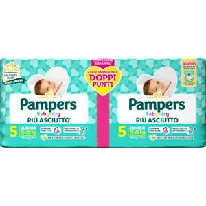 Pampers Baby Dry Junior Pacco Doppio, Taglia 5 (11-25 kg), 44 Pannolini