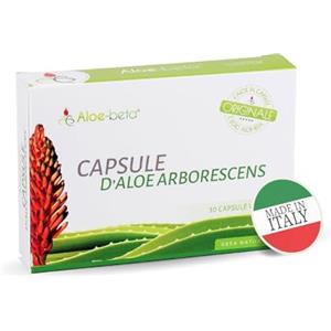 Aloe-beta ALOEBETA Aloe Arborescens in Capsule Vegetali - Integratore Alimentare BIO, Stimola le Difese Immunitarie, Antiossidante, Depurativo-Senza Dolcificanti, Conservanti, 100% Vegan, Gluten Free, 30 Caps