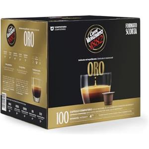 Caffè Vergnano 1882 - 100 Capsule - Caffè Compostabili e Compatibili con Nespresso, Oro - Pack da 100 capsule