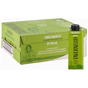 Tavernello Classico Vino Bianco d'Italia, Vino Secco con Profumi Fruttati, 10.5% Vol, Confezione con 48 Brik da 250 ml