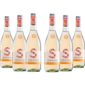 Solegro Vino Bianco Frizzante Amabile, Fresco e piacevole con aromi Floreali e Fruttati, 8% vol, Confezione con 6 Bottiglie da 750 ml