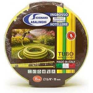 Sicignano Casalinghi Ingrosso Casalinghi Sicignano Tubo Irrigazione Giardinaggio 15m 5/8" PVC 3 Strati Retinato Anti-Alga Nero Interno, Made in Italy, 8 Anni Garanzia