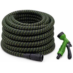 Ma Maison Tubo da Giardino Estensibile Smart 15 Mt - 7 Modalità di Spruzzo, Tubo Irrigazione, Flessibile, con Pistola Acqua, Resistente, Autolavaggio, Compatibile con Lance As - Nero e Verde