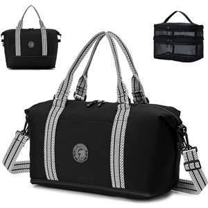 SPAHER Borsone da Viaggio Espandibile Bagaglio a Mano 40x20x25 Ryanair Vueling Bagage Cabine per Easyjet 45x36x20 Borsa da Leggero Impermeabile per Campeggio Weekend Sport Vacanza Uomo Donna Nero
