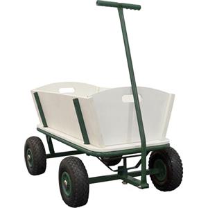 Sunny Billy Beach Wagon Verde | Carrello da Giardino, Spiaggia | In Legno, 4 ruote, da Esterno, da Mare| 94x61x97cm - Max 100kg