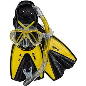Mares Set Marea X-One - Kit maschera, pinne e boccaglio snorkeling adulto, maschera in silicone, pinne Channel Thrust regolabili senza fibbia, boccaglio semi-secco ergonomico