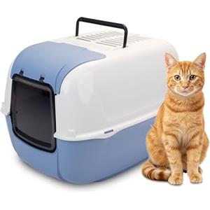 Ferplast Lettiera Gatto Chiusa, Toilette per Gatti Coperta, 2 Filtri al Carbone Attivo Antiodore Inclusi, Porta Battente Oscurata, 39,5 x 52,5 x h 38 cm, PRIMA Lettiera Gatto Grande, Glicine