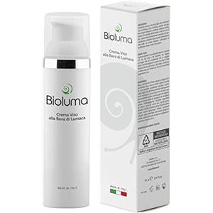 Bioluma Bava di Lumaca Crema Viso 75ml con Acido Ialuronico Collagene Vitamina E Azione Antiage Nutriente Idratante Uniformante Equilibrante Coadiuvante Trattamento Rughe Collo Decolletè Made in Italy