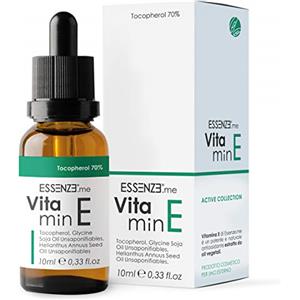 Essenze.me Puro, Elegante Benessere Olio di Vitamina E Naturale Tocoferolo 70% Altamente Concentrato Da Diluire in Siero Viso, Crema Antirughe, Prodotti per Capelli, Unghie e Cuticole. Antiossidante, Antietà, Antimacchie, Lenitiva