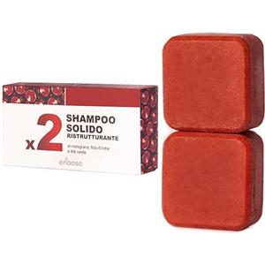 Enooso - Shampoo Solido bio per capelli secchi Ristrutturante e Nutriente al Melograno, Fico e Te Verde 130 gr - Naturale Artigianale Vegano - Made in Italy