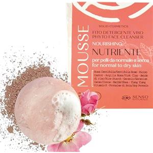 Senso Naturale Mousse Detergente Viso Solido Nutriente Rivitalizzante per Pelle Secca, Sapone Struccante Delicato Arricchito con Argilla Rosa e Vitamina E, 100% Naturale e Biologico