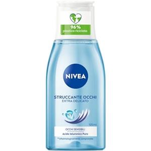 NIVEA Struccante Occhi Extra Delicato 6 x 125 ml, Struccante bifasico per trucco e mascara, Olio struccante con Acido Ialuronico Puro, Non irrita, Senza profumo, Per occhi sensibili