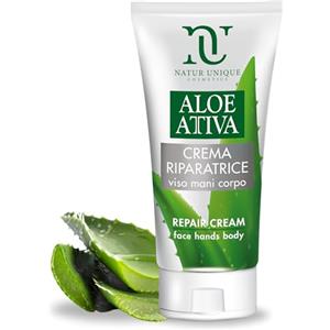 NATUR UNIQUE ALOE ACTIVE CREMA RIPARATRICE | Crema Corpo ultra-idratante e nutriente con Aloe vera | Crema Aloe Viso, Mani, Corpo ideale per pelle screpolata e come Doposole | Natur Unique - 150 ml