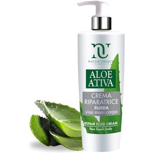 NATUR UNIQUE ALOE ACTIVE CREMA RIPARATRICE | Crema Corpo ultra-idratante con Aloe vera | Crema Aloe Viso, Mani, Corpo ideale per pelle screpolata e come Doposole | Natur Unique - 190 ml