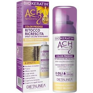 Dietalinea® Biokeratin Ritocco Ricrescita Capelli | Spray Colore per Capelli BIONDO CHIARO | Copertura Temporanea dei Capelli Bianchi | Non Macchia | 75ml