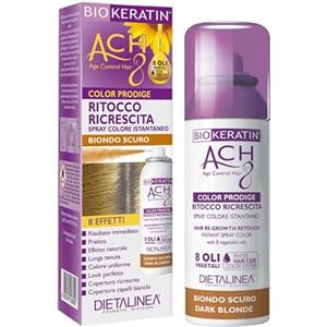 Dietalinea® Biokeratin Ritocco Ricrescita Capelli | Spray Colore per Capelli BIONDO SCURO | Copertura Temporanea dei Capelli Bianchi | Non Macchia | 75ml