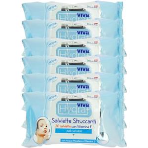 MAURY'S IL NUMERO UNO DEL RISPARMIO Hydra Viva+ Set 6CF Salviette Struccanti Umidificate 3IN1 - Pelli Sensibili, con Vitamina E, Acqua Micellare, Azione Delicata, Idrata, Dermatologicamente Testate - Made in Italy