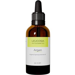 Leucosia Phytocosmetics Leucosia Olio di Argan Puro 100% Biologico Certificato AIAB, 50 ml, Spremuto a Freddo, Per Capelli, Corpo, Viso, Unghie, Idratante, Nutriente e Antiossidante, Flacone Vetro, Vegan, Packaging Ecologico