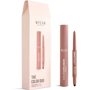 WYCON cosmetics THE COLOR DUO 01 COLOR EXPLOSION 03 AMBER + 24H EVERLASTING EYE PENCIL 25 WARM ROSE