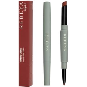 REBEYA CANTO LIBRE - Double Lip Liner Nude - Rossetto Matita Labbra 2 in 1 Lunga Tenuta Colore Intenso Opaco e Lip Pencil Contorno Perfetto Effetto Seta - Made in Italy