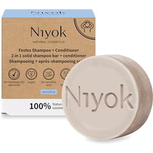 Niyok Shampoo Solido 2 in 1 con Balsamo Sensitiv, Senza Profumo per Cuoio Capelluto Sensibile, 80g