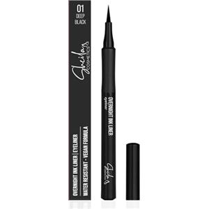 Sheila Cosmetics Overnight Ink Liner | Eyeliner Water Resistant a Lunga Tenuta, Penna con Punta in Feltro | 01 Deep Black