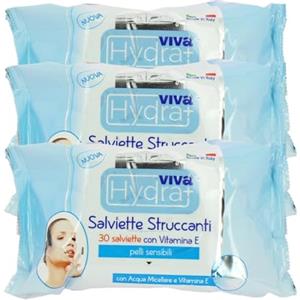 MAURY'S IL NUMERO UNO DEL RISPARMIO Hydra Viva+ Set 3CF Salviette Struccanti Umidificate 3IN1 - Pelli Sensibili, con Vitamina E, Acqua Micellare, Azione Delicata, Idrata, Dermatologicamente Testate - Made in Italy