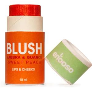 Enooso - Blush in crema stick per Guance Labbra e Occhi PESCA - Illuminante Viso Naturale Profumato e Nutriente con Miche - Glassy Make up 100% Vegan e Artigianale - Made in Italy