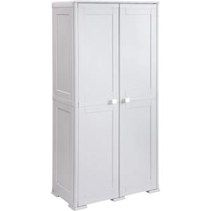 MA MAISON Armadio Multiuso in Plastica 79x43x164 cm - Armadio Contenitore 2 Ante con 5 Vani Interni per Organizzazione Casa (Grigio)