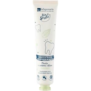 LASAPONARIA La Saponaria | Dentifricio Sbiancante Biologico per Adulti e Bambini, Omeocompatibile, Senza Fluoro, con Ingredienti di Origine Vegetale, Uso Quotidiano (Menta e carbone)