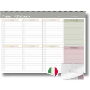 hOmty Planner Settimanale da Tavolo formato A4 | Planning Settimanale da Tavolo | Weekly Planner da Tavolo (Con Spirale)